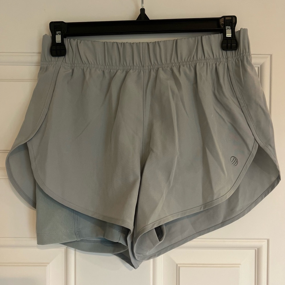 “MPG” sports shorts 
Women’s 
Size: XS
Color: Grey/Blue